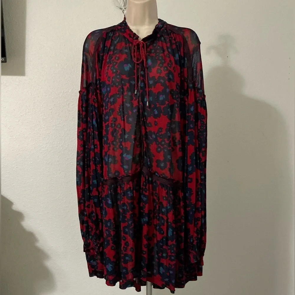 Free People Love Letter Tunic Dress Women's Size Large Oversized Drapey Boho